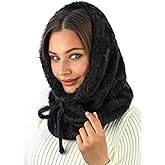 niceacsrise Balaclava Hood Scarf Women - Winter Hood Hat Scarf Combo - Snow Face Cover - Knitted Hooded Scarf