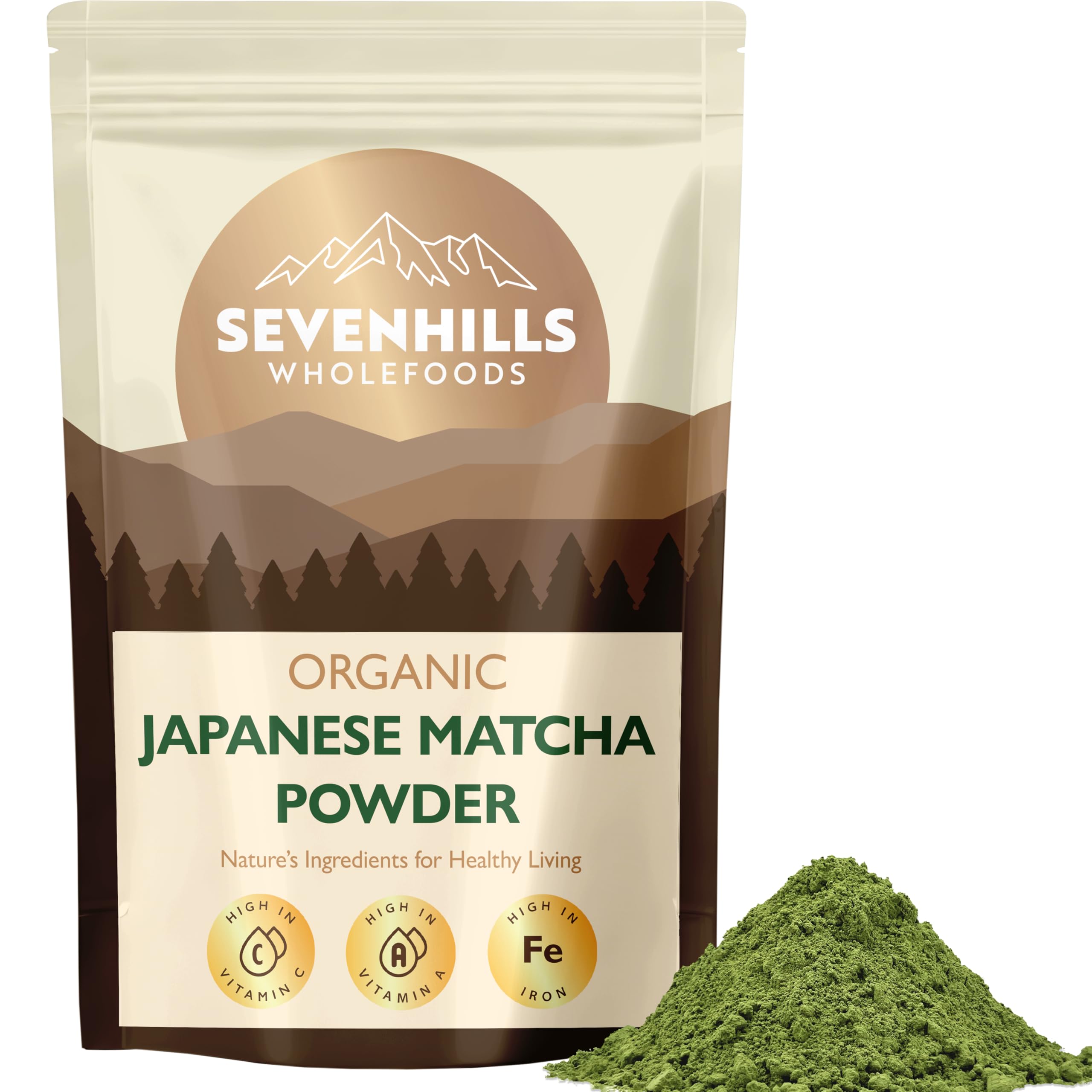 Sevenhills Wholefoods Organic Japanese Matcha Tea Powder 100g, from Uji, Kyoto, Japan, For Drinking & Baking