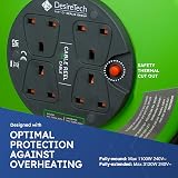 Desiretech 4 Socket Extension Lead 10m Portable Cable Reel Green Black view 5