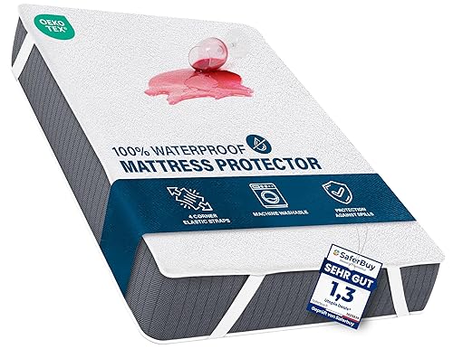 Utopia Bedding Waterproof Strap Mattress Protector Double Bed 135 x 190 cm White, Fits Up to 30cm Deep Mattresses, Premium Terry Double Mattress Protector, 4 Side Elastic Strap Mattress Cover