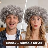 SHATCHI Afro Wig Curly Grey Unisex 60s 70s 80s Fancy Dress Costume view 4
