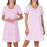 Carole Hochman Womens 2-Pack Sleep & Lounge Shirt - 100% Cotton Sleepwear & Loungewear - Soft & Breathable Nightgown Dress