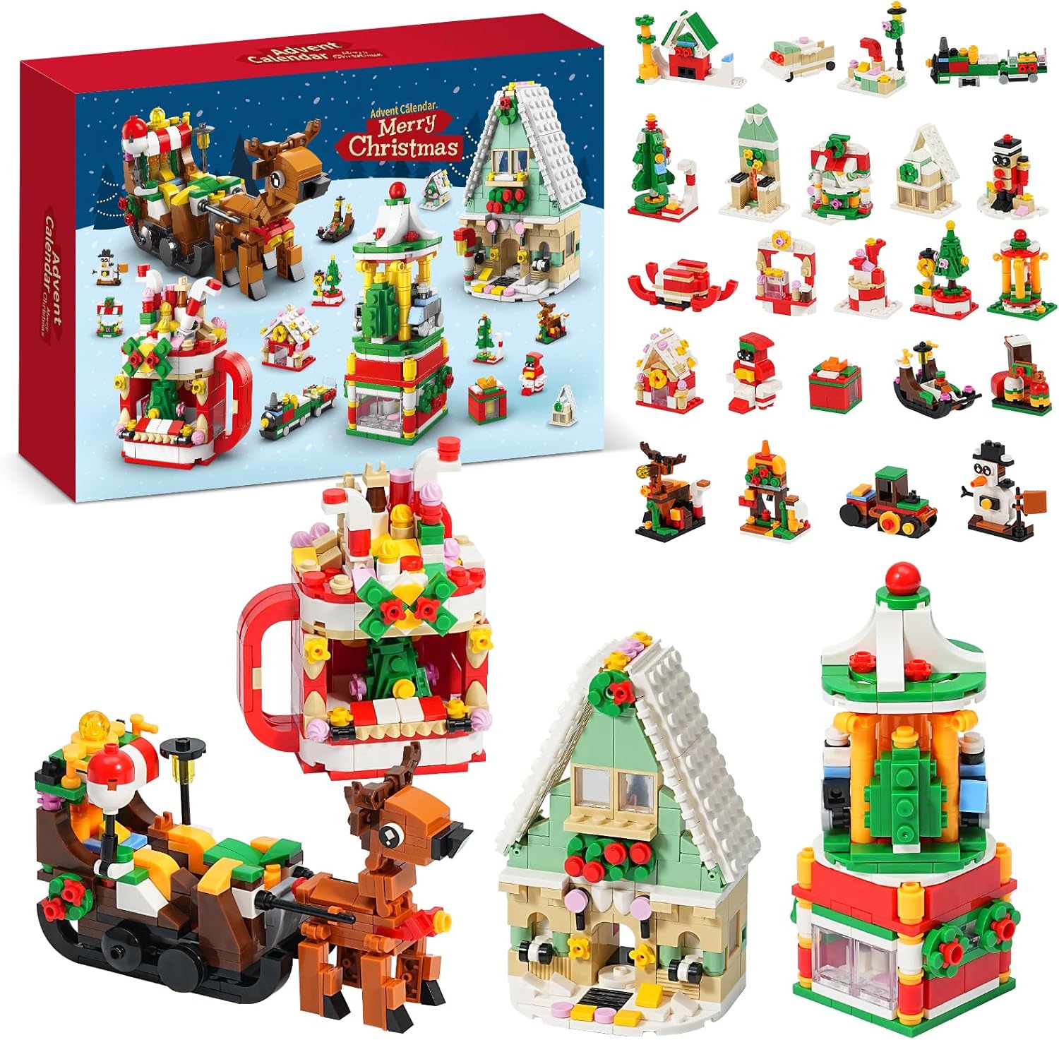 Advent Calendars - 24 Days of Christmas Advent Calendar 2023 ,24 In 4 Christmas Building Block Stem Toys, 1100Pcs Christmas Countdown Calendar Building Sets Toys, Xmas Vacation Stocking Stuffers Gifts for Kids Ages 6-12+