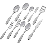 Amazon Brand – Stone & Beam 45-Piece Flatware Set, Service for 8 - Square Brushed