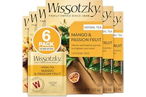 Wissotzky Mango Passion Fruit Herbal Tea (6 Pack -120 Tea Bags) | Tropical Blend | Caffeine Free Tea