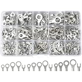 RockDIG 260PCS AWG 22-16 16-14 12-10 Copper Ring Fork Terminals Tin Plated Non-Insulated Electric Wire Connectors