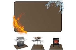 Anze Under Grill Mat for Outdoor Grill, 38x65 Inch Anti-Slip BBQ Floor Mats, Easy to Clean Reusable Fireproof Grill Pad, Oil-Proof Waterproof Protector for Indoor Fireplace Pit Mat Brown