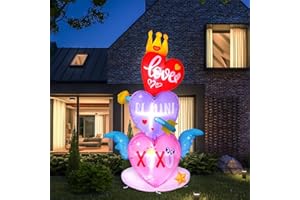 Meooeck 4.3 ft Tall Lighted Valentine's Day Inflatables Heart Outdoor Decorations Valentine Blow up Yard Decorations with LED Lights Valentine Romantic Holiday Decor for Wedding Party Yard Garden Lawn