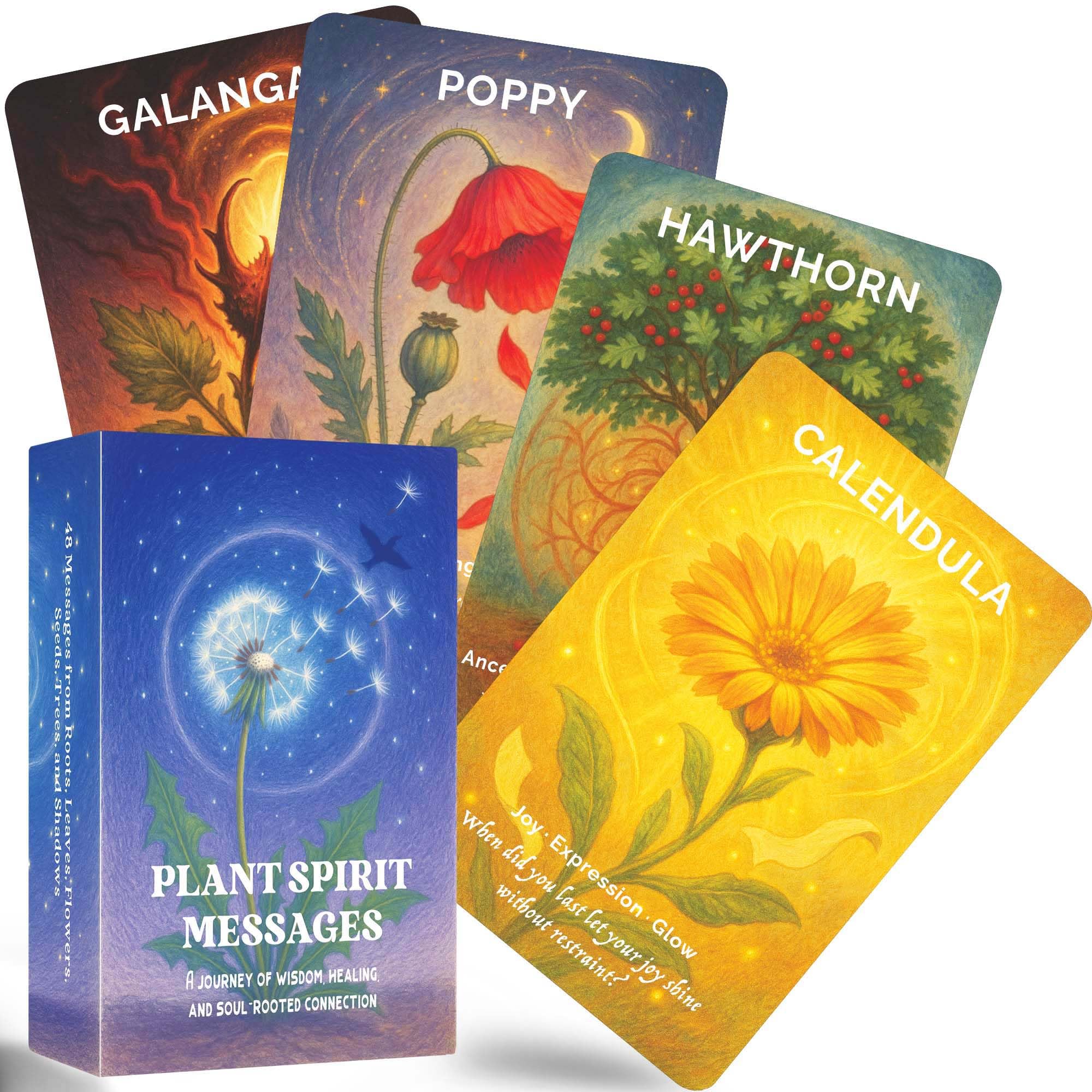 DPEHAKMK Plant Spirit Oracle Deck, Oracle Cards for Beginners, 48 Card Deck for Guidance, Healing, and Spiritual Growth, Herbal Wisdom, Nature Energy, Divination & Self-Reflection Tool