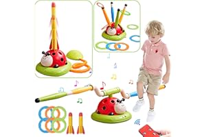 Powza 3 in 1 Musical Jump, Toss Ring Game Toy and Rocket Launcher for Kids Outdoor Toys with Remote Control, Indoor Outside Toys for Kids Ages 4-8 Toys for Ages 5-7 8-13 Kids Gifts