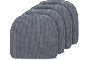 Tromlycs Chair Cushions for Dining Chairs 4 Pack Kitchen Room Pads Seat Cushions Indoor Non Slip U Shaped 17 x 16 Inch Grey