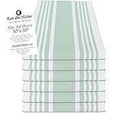 Aunti Em's Kitchen Designer Hand and Kitchen Dish Towels Woven from 100% Responsibly-Farmed, Thick, Luxurious Cotton, Oversized 20 x 30 inches, One Half Dozen, Sage Stripe
