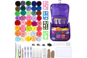 Nitlak Needle Felting Kit for Beginners, Needle Wool Felting Starter Kit, Wool Roving 39 Colors, with Wool Felting Tool Include Purple Storage Bag, Yarn Scissor, Wool Felting Pad for DIY Crafts