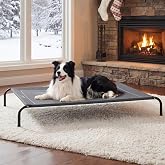 Bedsure Outdoor Elevated Cooling Dog Bed Large Sized Dog, 49in Grey | Portable Raised Camping Pet Cot Hammock,Breathable Tesl