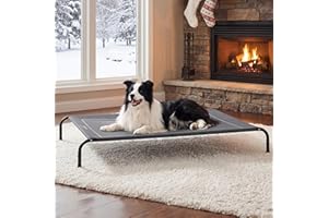 Bedsure Outdoor Elevated Dog Bed Large Sized Dog, Portable Indoor & Outdoor Cooling Raised Cot Pet Hammock Bed with Skid-Resistant Feet, Frame with Breathable Mesh, Grey, 49 inches