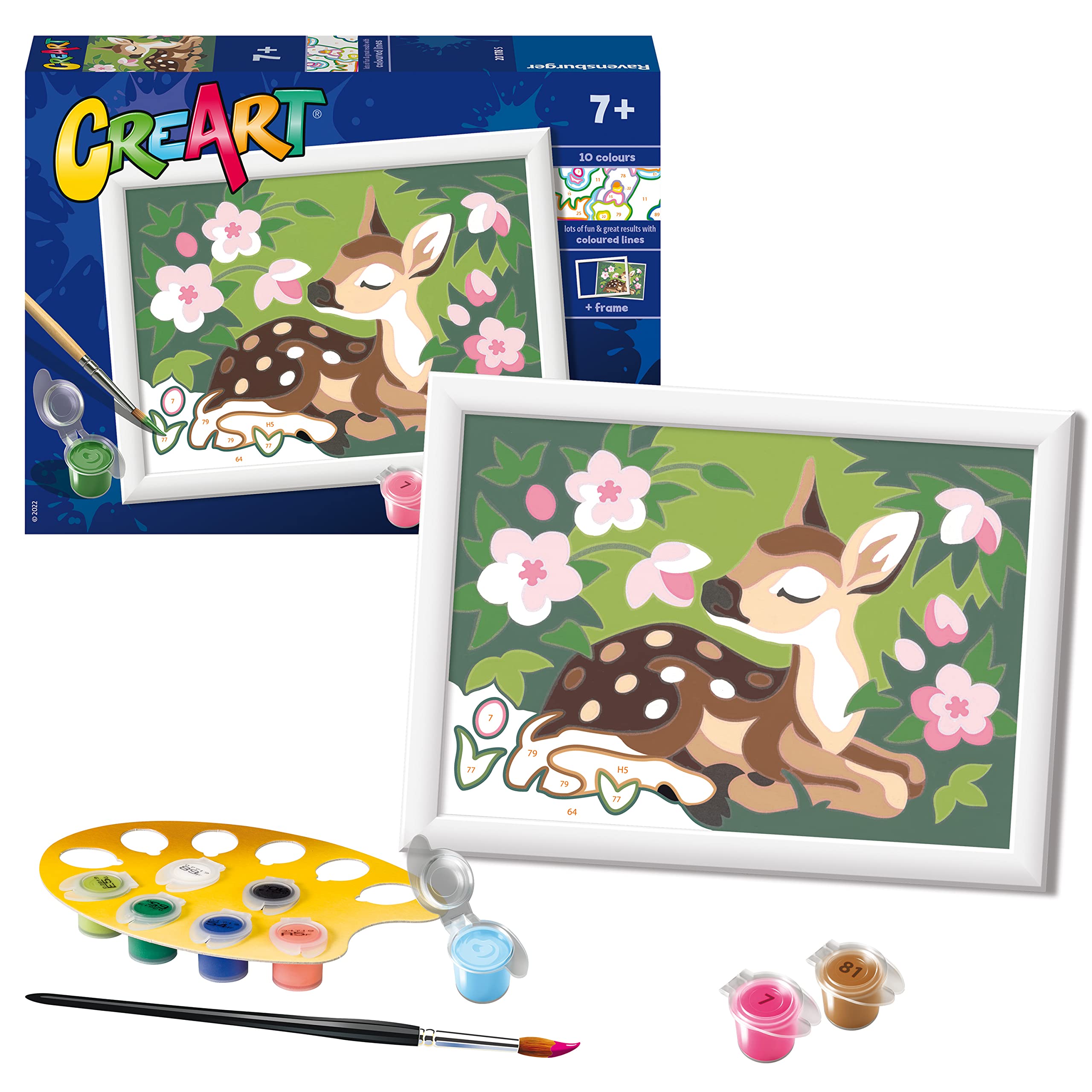 Ravensburger CreArt Floral Fawn Paint by Numbers Kits for Children & Adults Ages 7 Years Up - Kids Craft Set