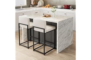 Garvee Bar Stools Set of 2, Counter Height 24.8" PU Leather with Back, Modern Upholstered Island Chairs with Metal Legs for K