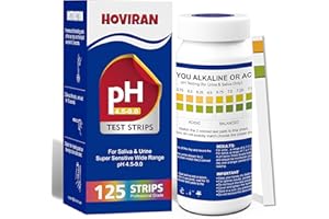 pH Test Strips for Saliva & Urine, 125 Strips Testing Alkaline & Acid Levels in Body,Track & Monitor Your pH Level from 4.5-9