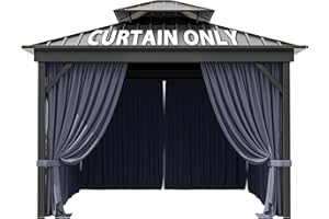 SNUBBULL 10'X10' Gazebo Curtains Outdoor Waterproof with Hanging Rings, 4-Panel Double Zipper Sidewalls Universal Replacement Privacy Curtain, Outdoor Curtains for Patio, Backyard(Curtains Only)