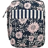 DIWI Quilted Bible Cover Extra Large Sizes 11.25 X 8.25 X 2.75 Inches Good Book Case Scripture Bag (XL, C1 Navy Pink)
