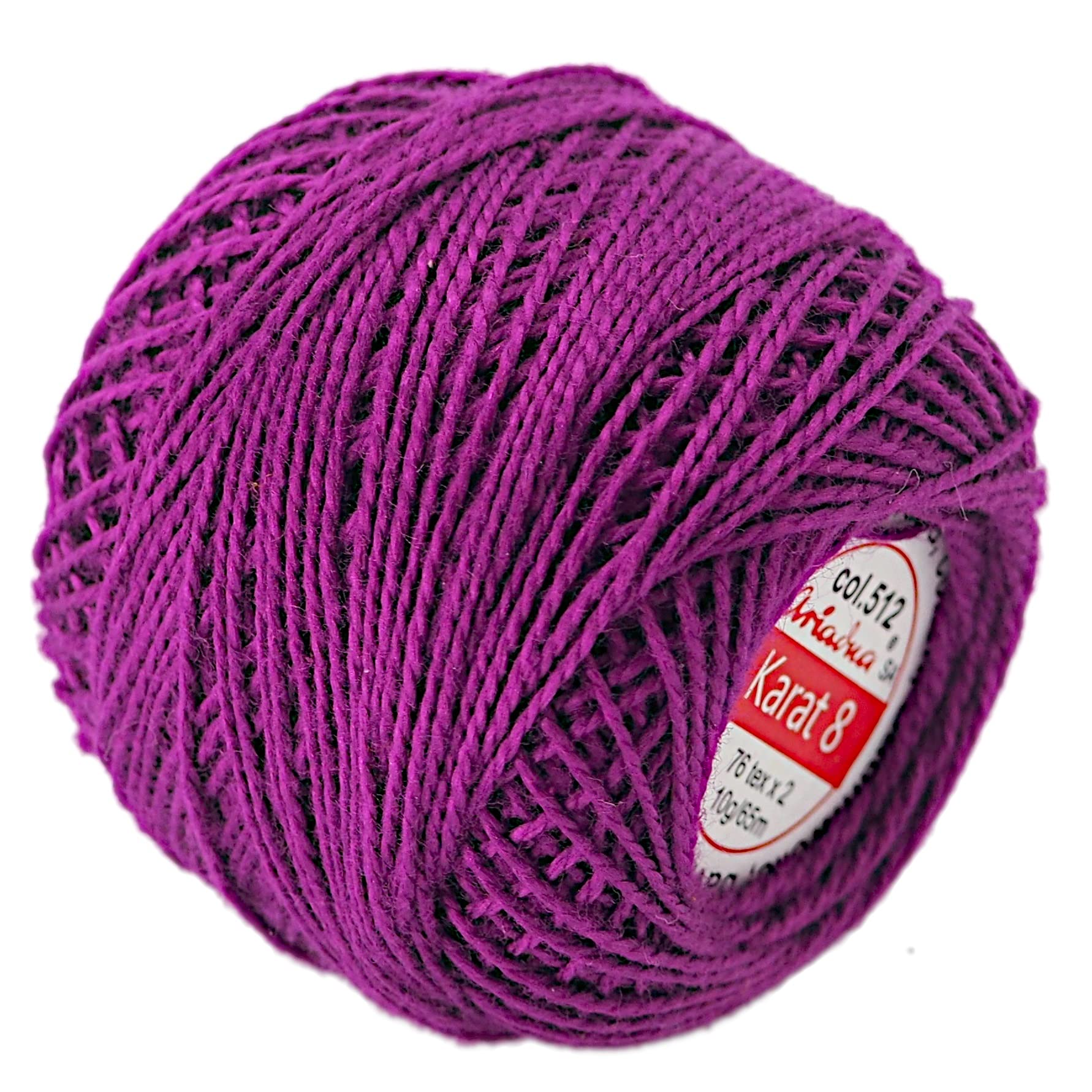 Cotton Crochet Embroidery Yarn 71yd/65m Quality Ball 0.35oz/10g Thread Floss Size 8 (Purple 0512)