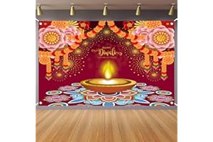 DREASMT Happy Diwali Backdrop Banner Festival of Lights Diwali Decorations Party Supplies, Deepavali Background Banner for Photo Backdrop