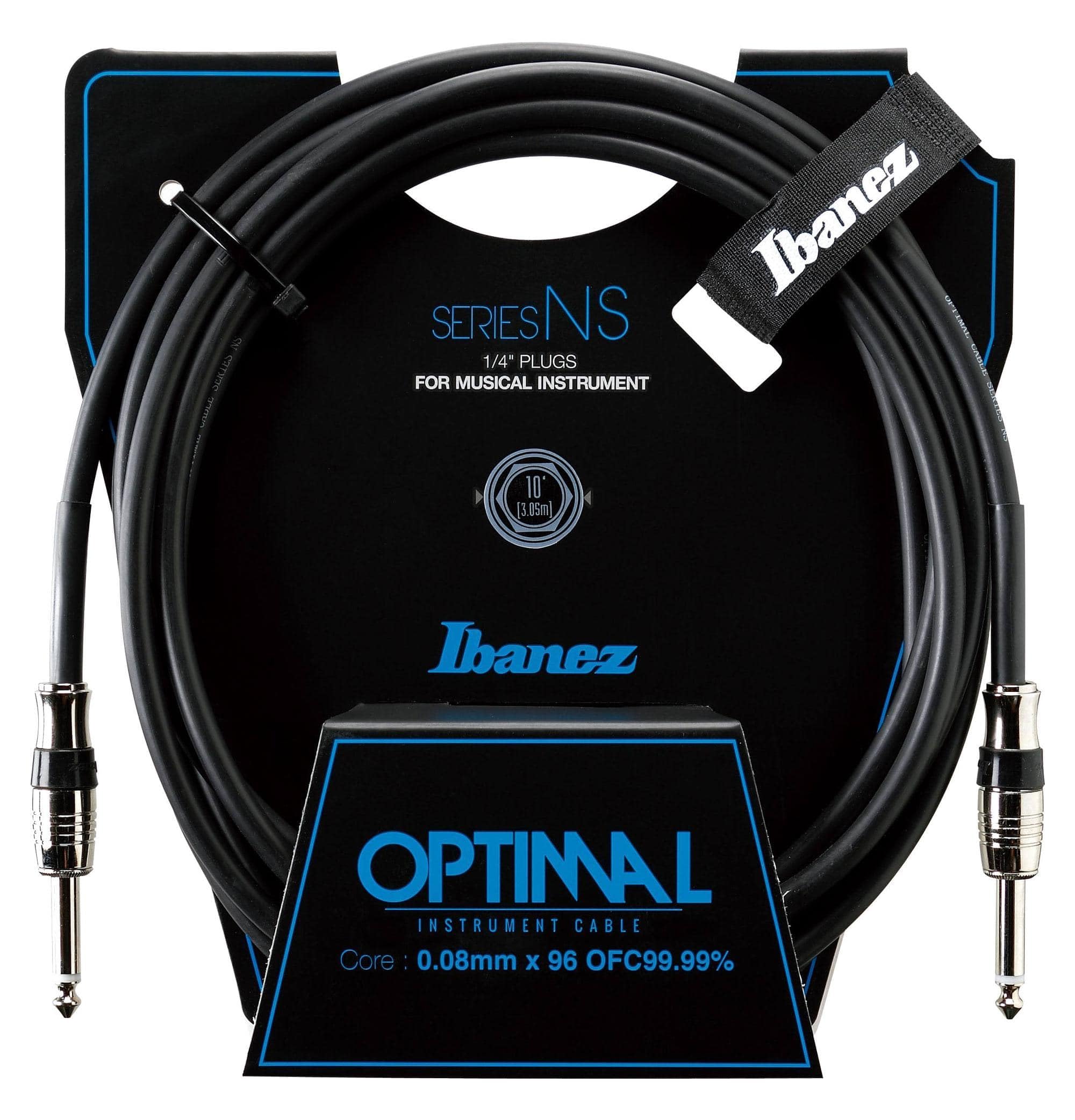 Ibanez NS10 10 ft 2 Straight Plugs Optimal Instrument Cable