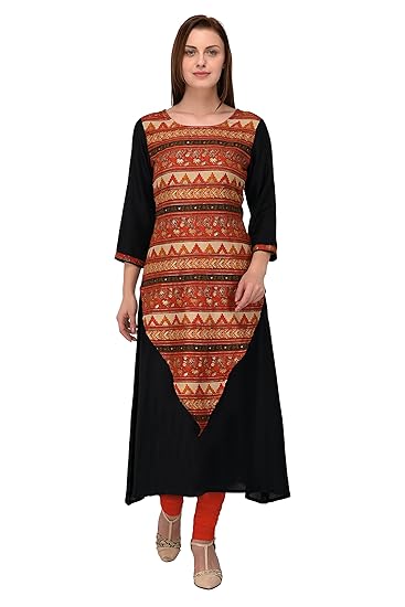 Navabi Export Womens Rayon Dress Material (1201_Black_Black_Free Size)