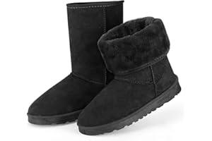 TeqHome Winter Boots for Women Classic Waterproof Snow Boots Warm Mid-Calf Fur Boot