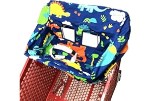 Shopping Cart Cover | High Chair and Grocery Cart Cover for Babies, Kids, Infants (Navy Blue Dinosaur)