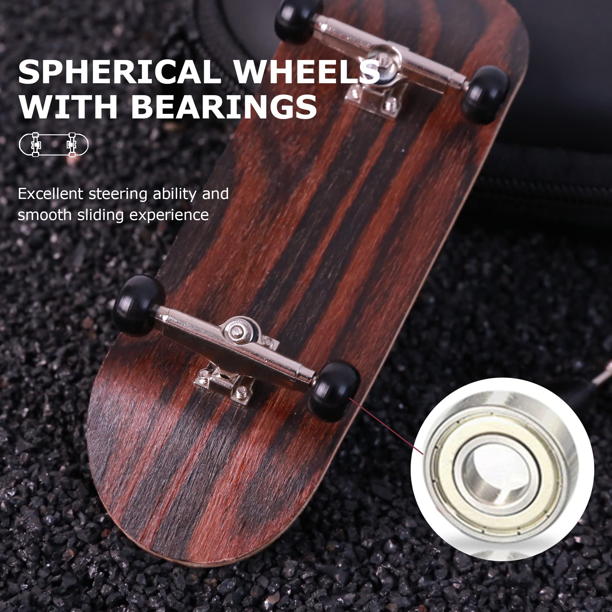 Professional Complete Wooden Fingerboard 32/34mm 5-Ply Maple Finger Skateboard with Upgraded Components (Classic Maple)