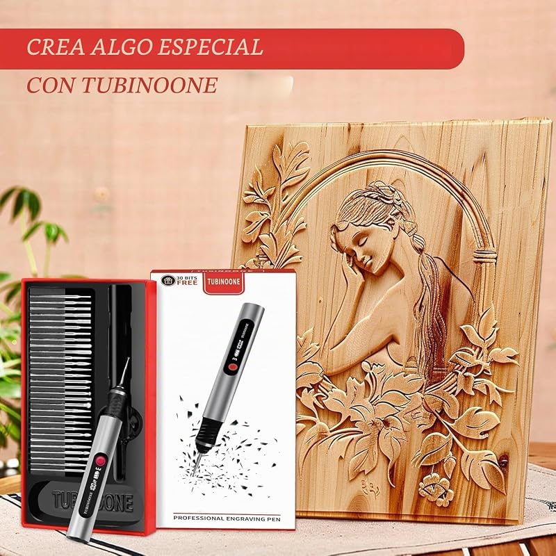 Bolígrafo de grabado, grabador portátil inalámbrico definitivo para artistas y aficionados al bricolaje, graba más de 50 superficies, apto para principiantes, recargable, 30 puntas gratuitas