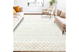 AOYAOMI Area Rug Living Room Rugs 5x7 - Large Soft Boho Geometric Rugs, Non-Slip Foldable Washable Area Rug Non Shedding Morden Indoor Floor Carpet for Living Bedroom Office Dining Room (Beige,5' x 7')