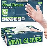 Supmedic Vinyl Exam Gloves, Powder-Free Latex-Free Food Safe Home Cleaning Disposable Medical Glove, Clear 100 Pcs