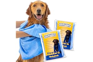 RUBYLOO Shammy Dog Towels for Drying Dogs Large - 2pk (34" x 26") - Quick-Dry Technology Dries Dogs 2X Faster - Easy to Wring Out & Reuse - Ultra Absorbent- Compact - For Bath, Swim, Rain, Travel, Cooling