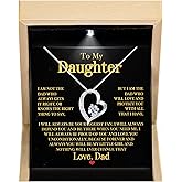 Larvincy To My Daughter Necklace From Dad With Heartfelt Message Card, Father Daughter Necklace Gift For Birthday Wedding Graduation Valentine’s Day