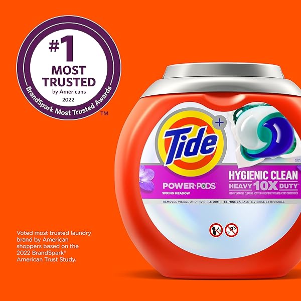 TIDE HYGIENIC CLEAN HEAVY 10X DUTY POWER PODS LAUNDRY DETERGENT PACS SPRING MEADOW 32 COUNT FOR VISIBLE AND INVISIBLE DIRT
