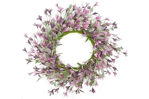 WREATHDREAM Artificial 20 inch Forsythia Flower Wreath Spring Summer Wreath for Front Door with Eucalyptus Leaves for Front Door in Door Out Door Home Farmhouse Decor