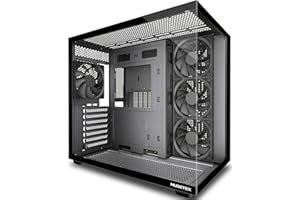 MUSETEX Y6 PC Case, Pre-Installed 4 Non-LED Fans, ATX Mid Tower Case, Computer Case with Type-C, 270° Full View Tempered Glas