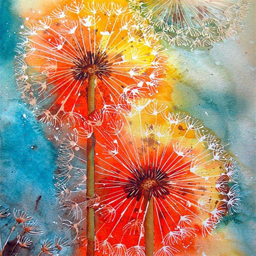 YEESAM ART 5D DIY Diamond Painting Full Drill Kits for Adults, Dandelion Orange Flower 30x30cm