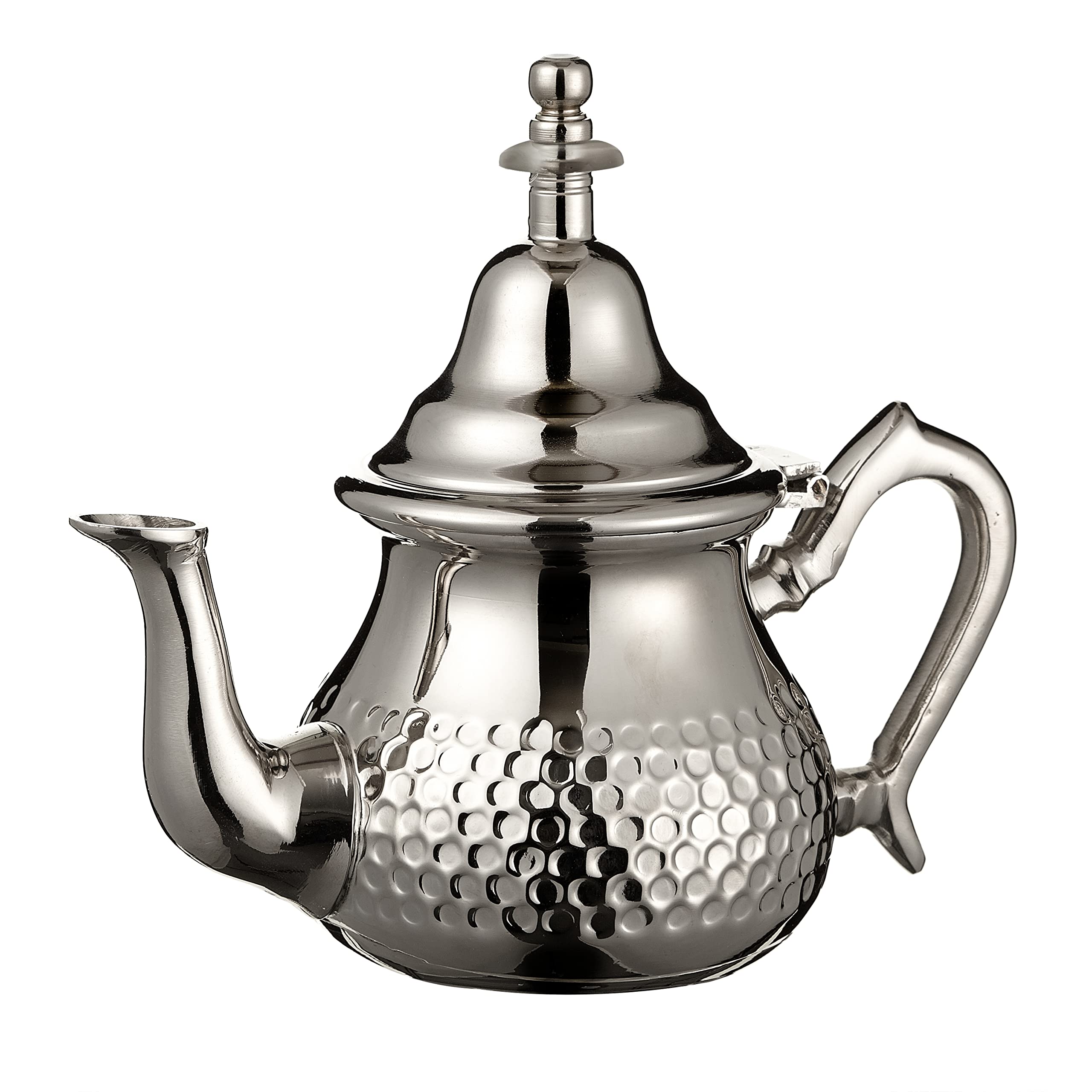 Moroccan Silver Teapot Perfect for Mint Tea Includes Handle Cover and Integrated Filter Authentic with a Classical Hammered Design Handmade Small Capacity 350 ML About 2 Tea Glasses