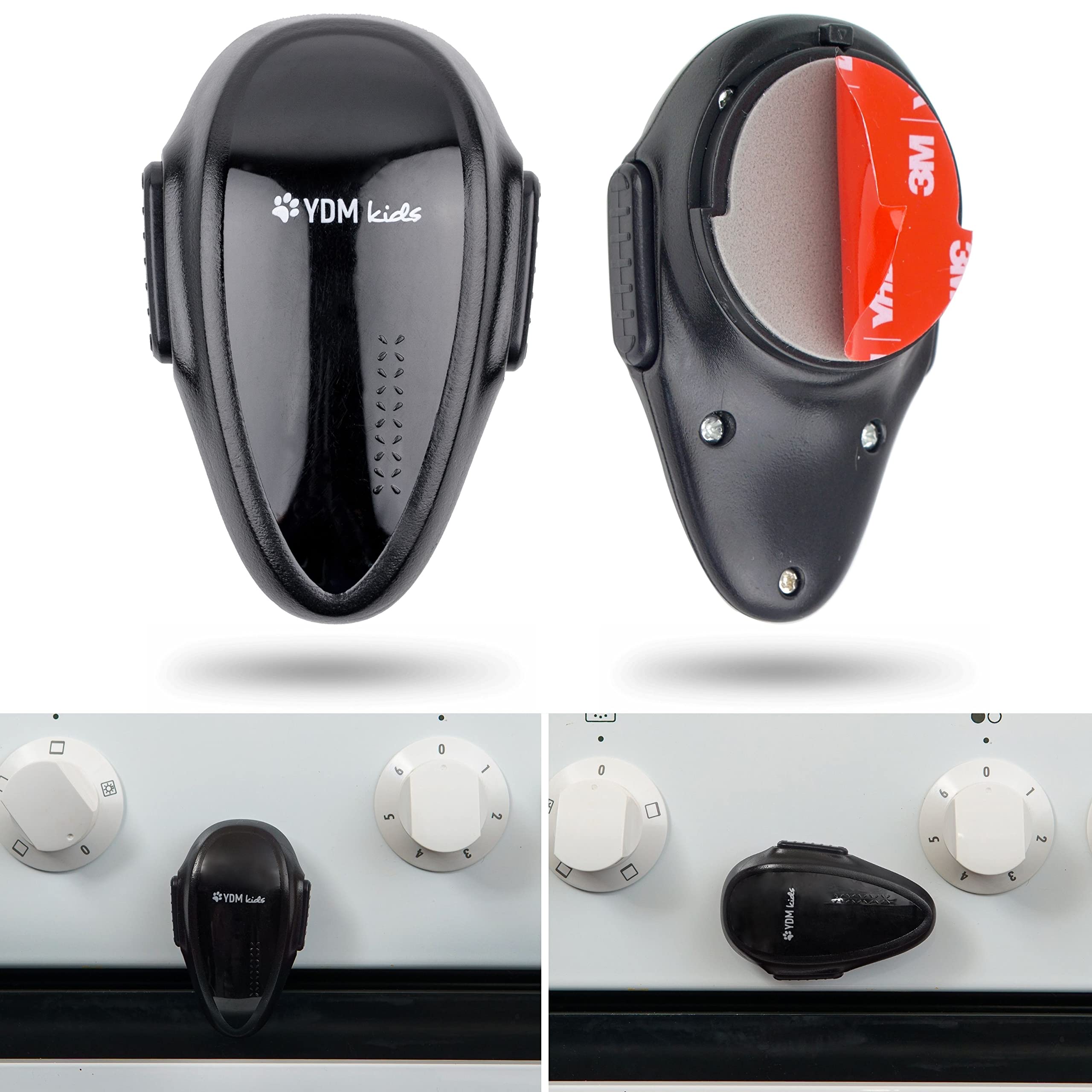 Oven Door Child Safety Lock, 2 pcs, Black, with Special Heat-Resistant Adhesive, Double Safety Button, Easy to Install, Baby Oven Front Lock, Childproof Cooker Lock, Stove Guard for Toddler Protection