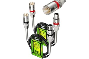 Foboiu XLR Cables 3ft 2 Pack,Short XLR Microphone Cable with Gold-Plated Connectors，Oxygen-Free Copper (OFC) Shielded and Balanced Male to Female Mic Cord for X LR Speaker Metal Spring SR