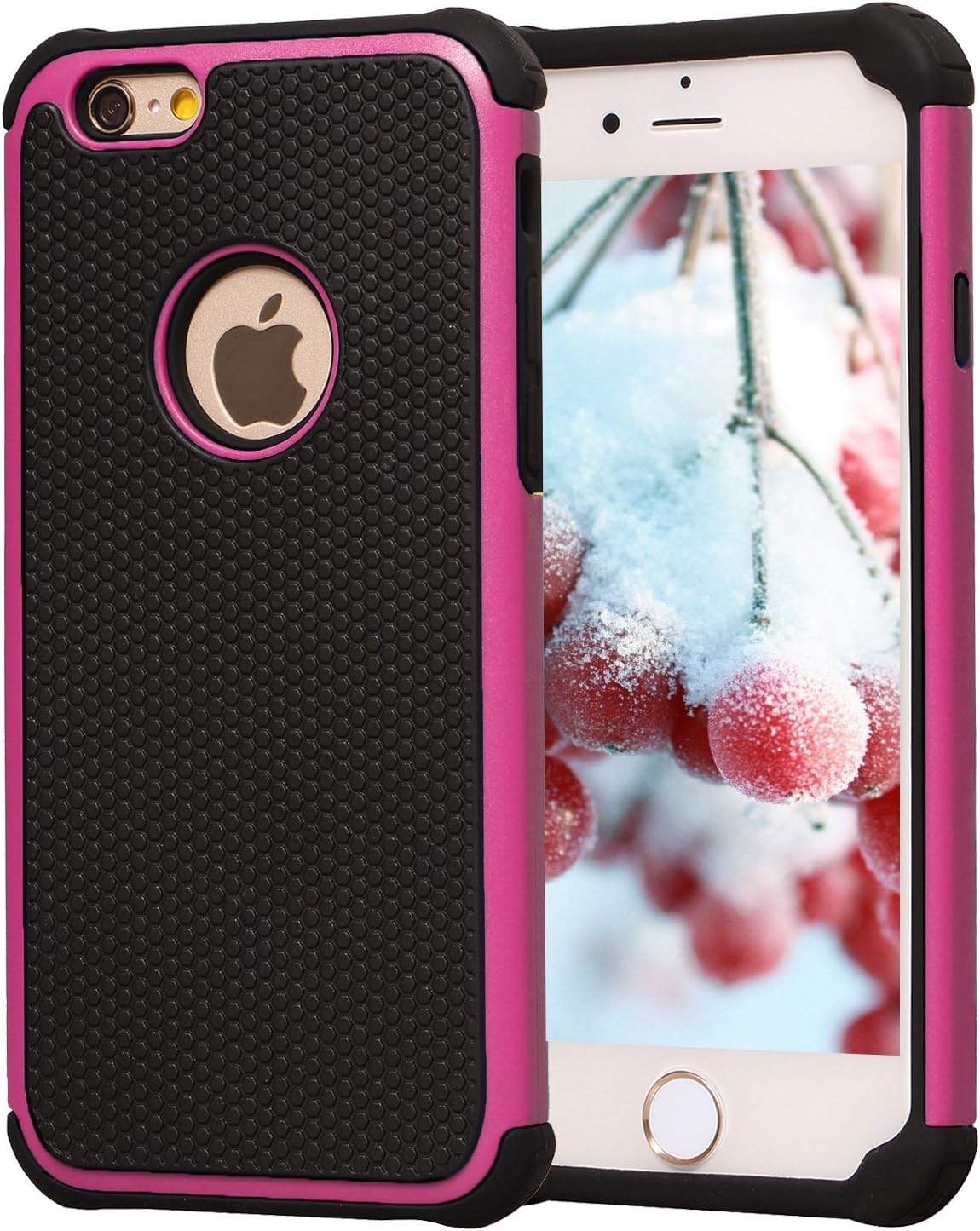 AGRIGLE Shock-Absorption Anti-Scratch Heavy Duty Dual Layer Protective Case Compatible iPhone 6 Plus / 6s Plus 5.5 in (Black Rose)