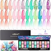 ABAC 24 Color Patting Gel Polish Palette,Glitter Ombre Gel Nail Polish Set,Solid Cream Gel for Aura Gradient Blooming Nail Art,Ocean Coral Glitter Shades