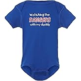 Curiositees Watching the Rangers with My Daddy Baby Boy's Bodysuit Outfit Tee - Royal