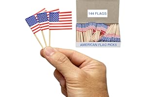 288 Count | KingSeal American USA Flag Toothpicks, 2.5 Inch, Ideal for Sandwiches, Appetizers, Cupcake Toppers, and More - 2 Packs x 144
