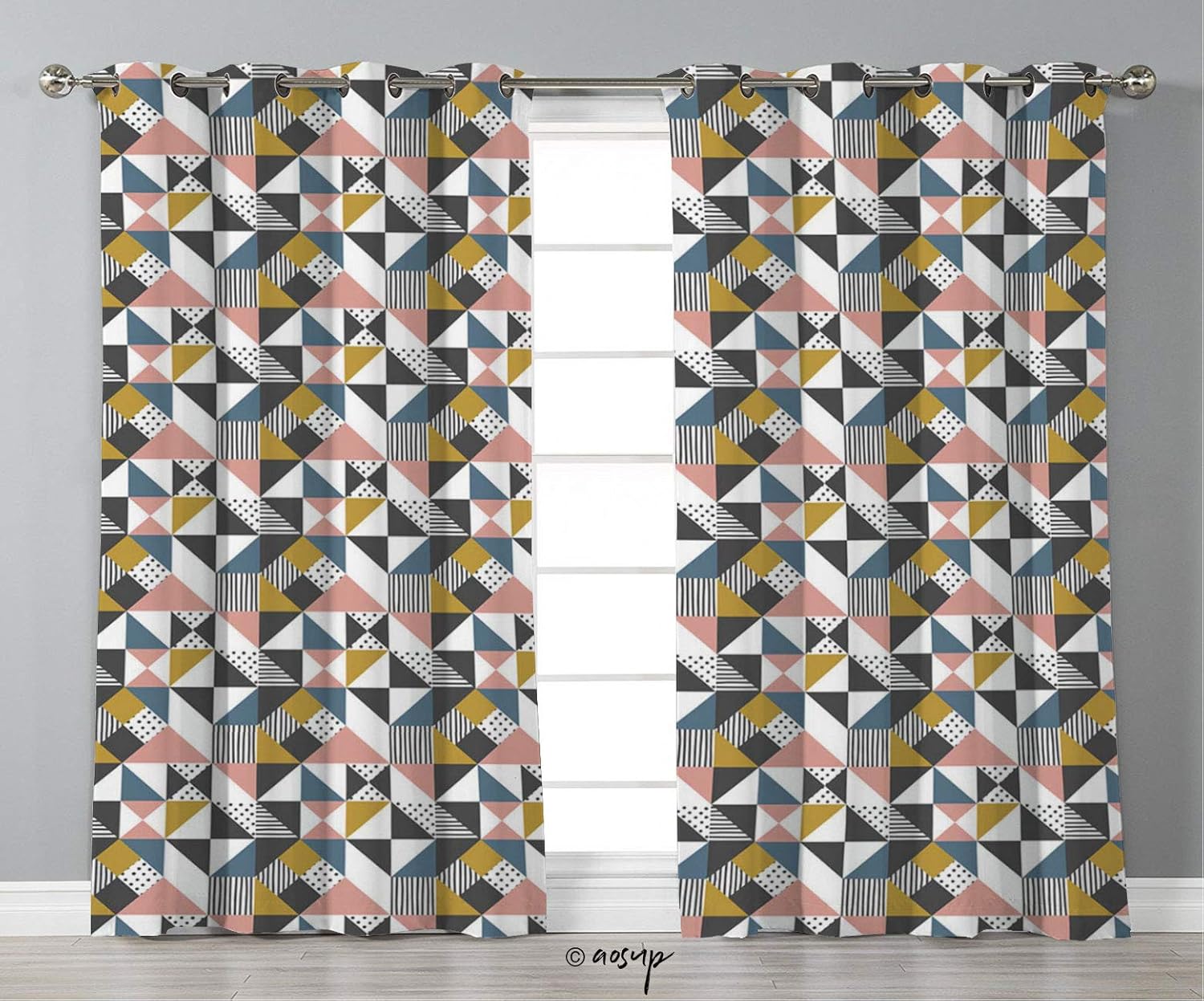 No00918 Cortinas de ventana de 84 pulgadas de largo, abstracto, rayas