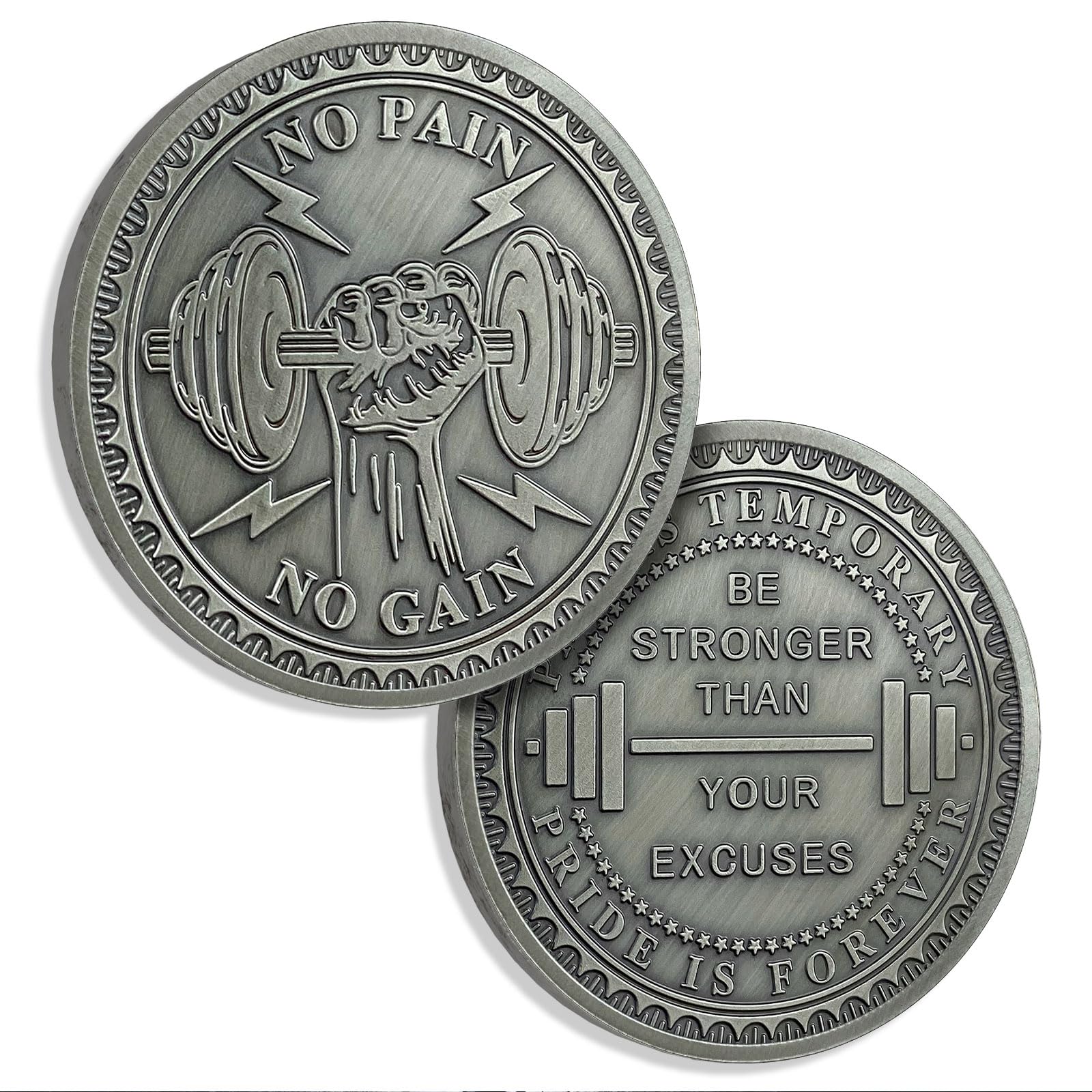 AtSKnSK Encouragement Coin No Pain No Gain Challenge Coin Funny Challenge Coin Novelty Coins Collectible Coins Pocket Token One Chip Challenge 2024 Medallion Gifts for Men Women