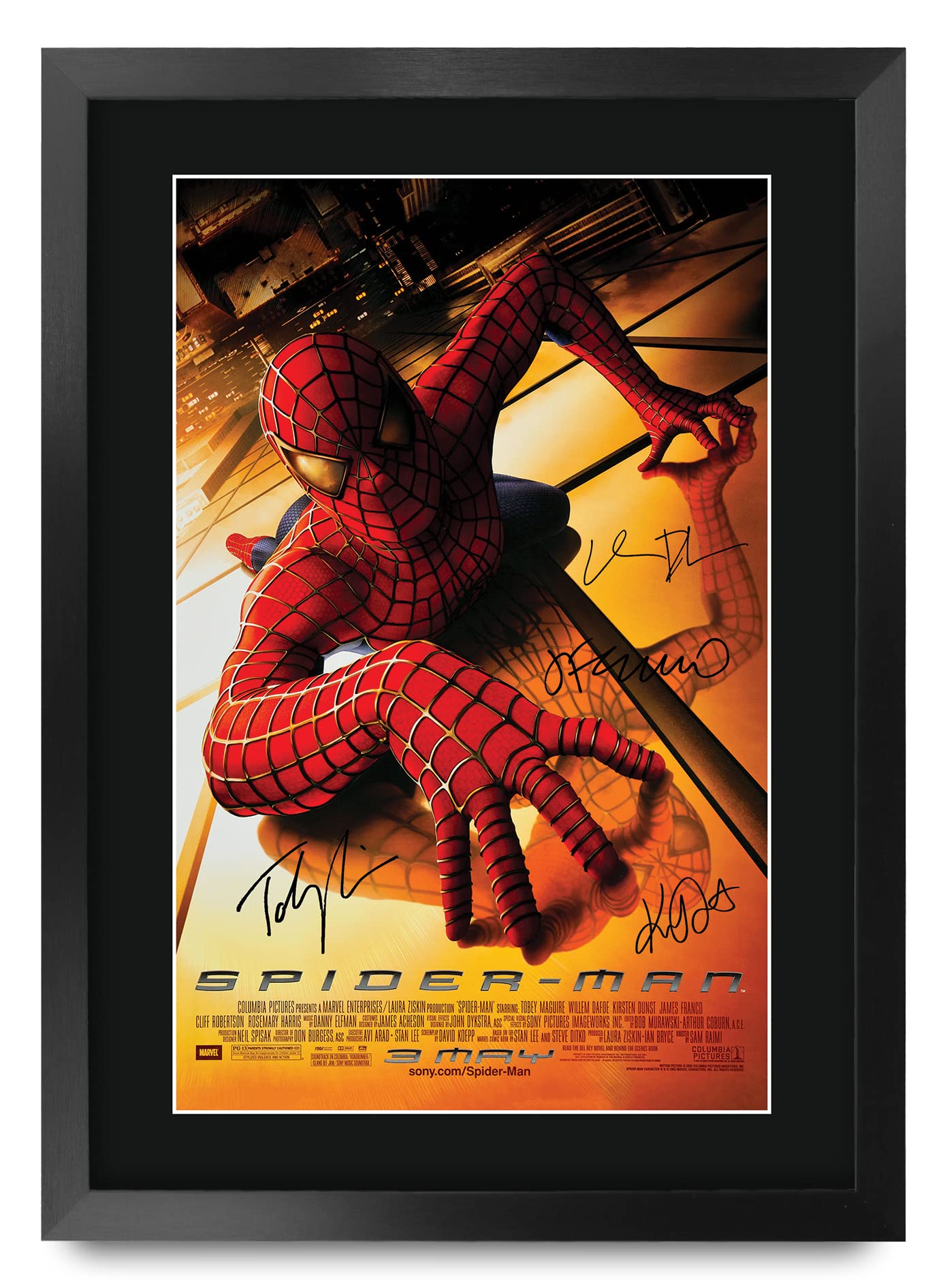 HWC Trading Spider-Man 1 Toby Maguire Gifts Printed Poster Signed Autograph Picture for Movie Memorabilia Fans - A3 Framed